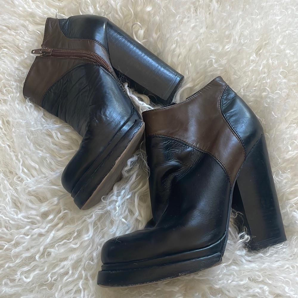 Aldo black and brown leather booties